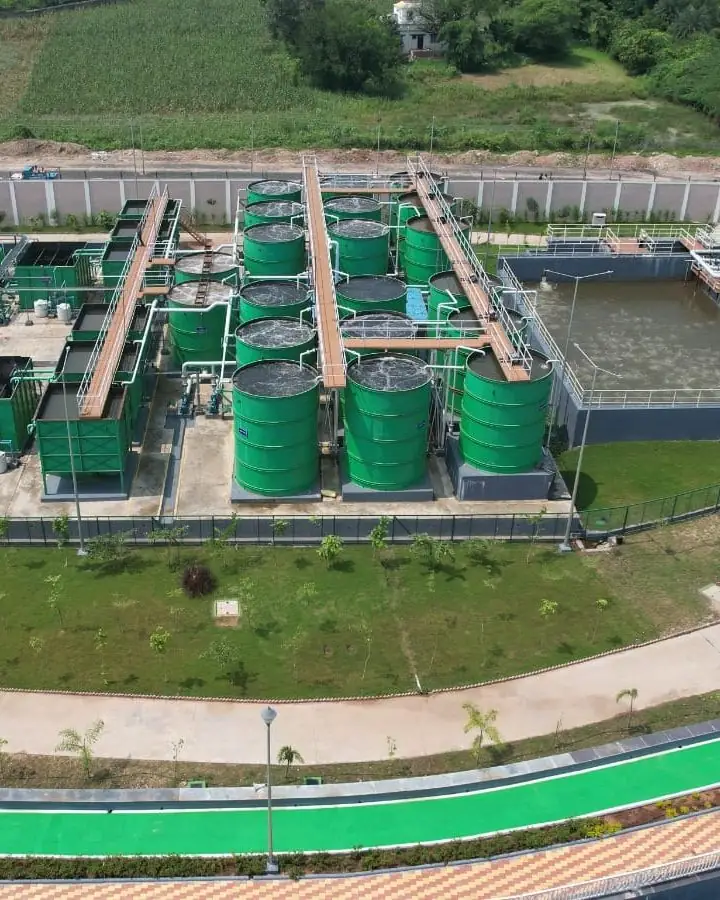 Aerial view of a municipal treatment plant built by SBS Water