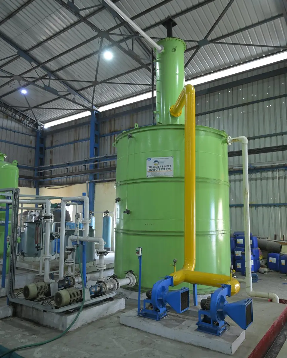 Degasser tower, blowers and filtration skids installed by SBS Water at Belgaum Sugars