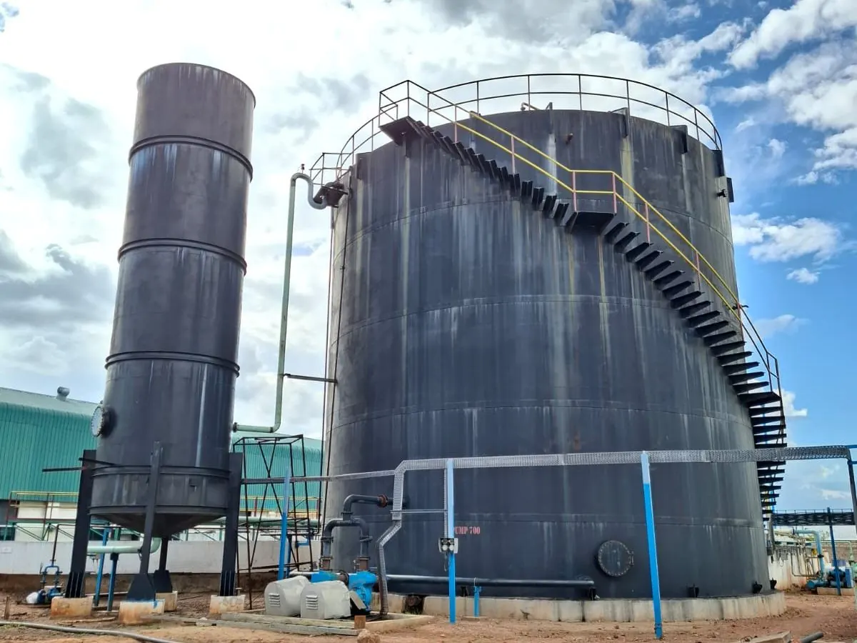 Anaerobic digester at a distillery effluent treatment plant built by SBS Water