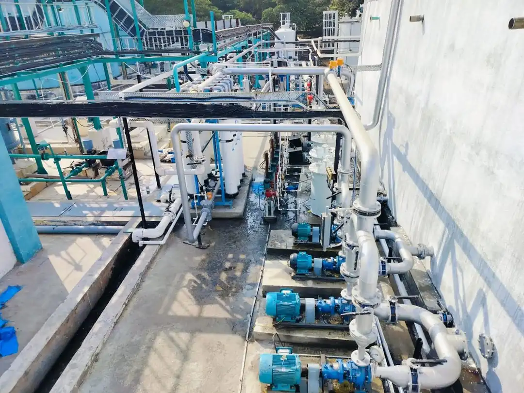 Row of high-pressure pumps feeding the RO trains
